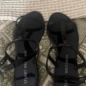 Stuart Weitzman Glossy Black Sandals
